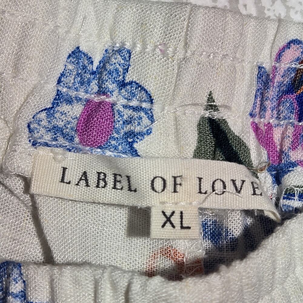 Label Of Love Anthropologie Womens XL Wide Leg Linen Blend Resort Pants Boho Art - Picture 8 of 12